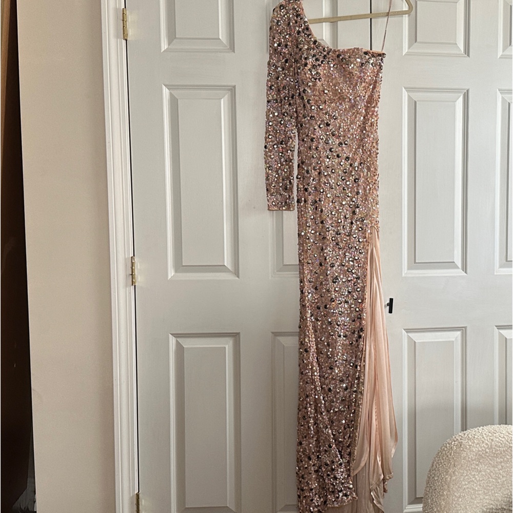 Sequin rose gold evening gown